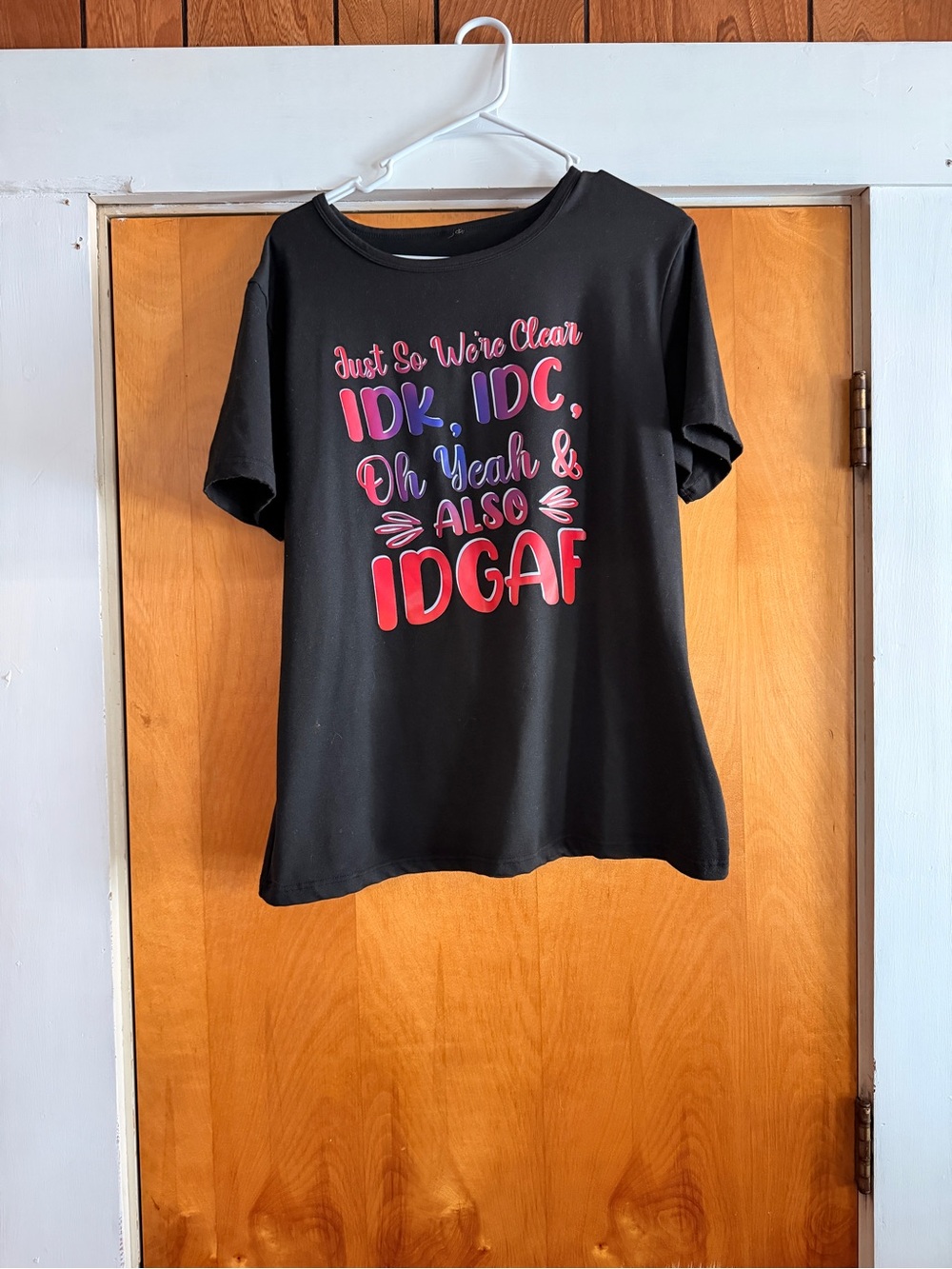 SHEIN Black Tee with Pink, Purple and Red Graphic